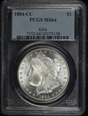 Obverse of this 1884-CC Morgan Dollar PCGS MS-64