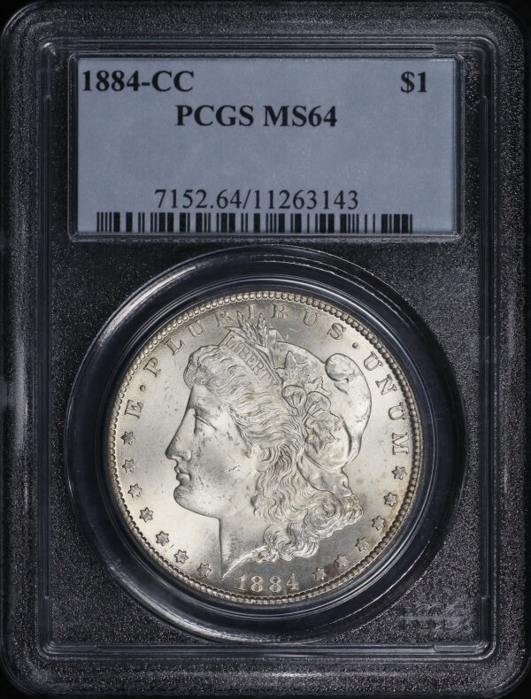 Obverse of this 1884-CC Morgan Dollar PCGS MS-64