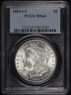 Obverse of this 1884-CC Morgan Dollar PCGS MS-64