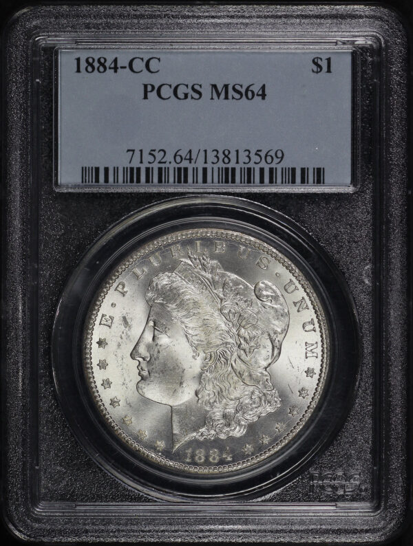 Obverse of this 1884-CC Morgan Dollar PCGS MS-64
