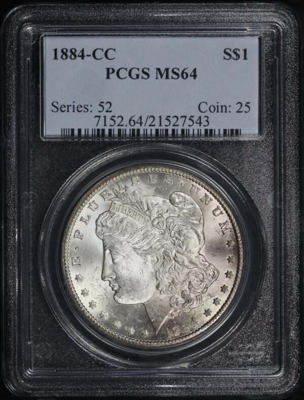 Obverse of this 1884-CC Morgan Dollar PCGS MS-64