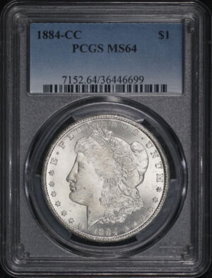 Obverse of this 1884-CC Morgan Dollar PCGS MS-64