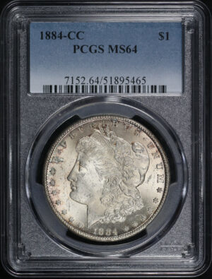 Obverse of this 1884-CC Morgan Dollar PCGS MS-64