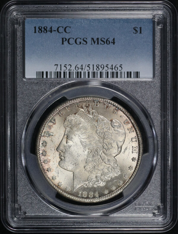 Obverse of this 1884-CC Morgan Dollar PCGS MS-64