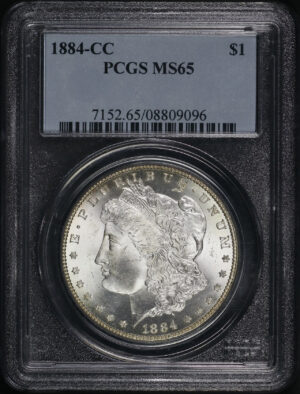 Obverse of this 1884-CC Morgan Dollar PCGS MS-65