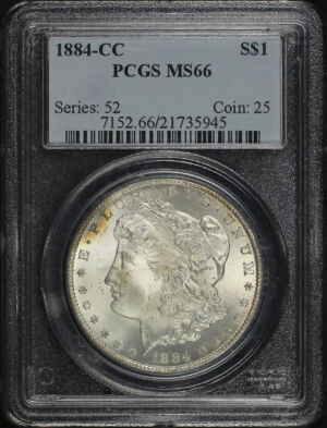 Obverse of this 1884-CC Morgan Dollar PCGS MS-66