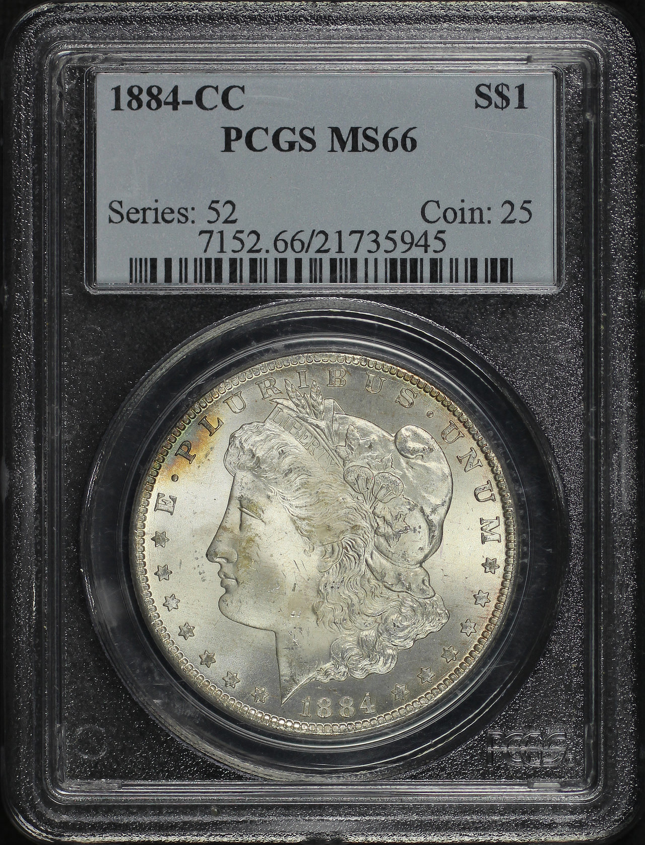 Obverse of this 1884-CC Morgan Dollar PCGS MS-66