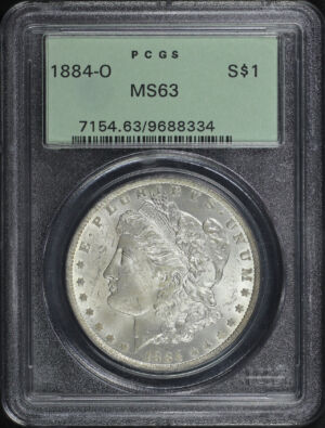 Obverse of this 1884-O Morgan Dollar PCGS MS-63 Old Green Holder