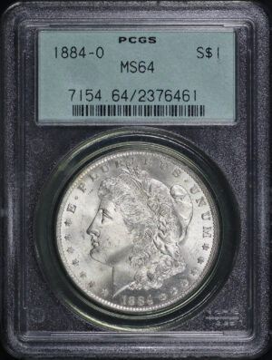 Obverse of this 1884-O Morgan Dollar PCGS MS-64 Old Green Holder 