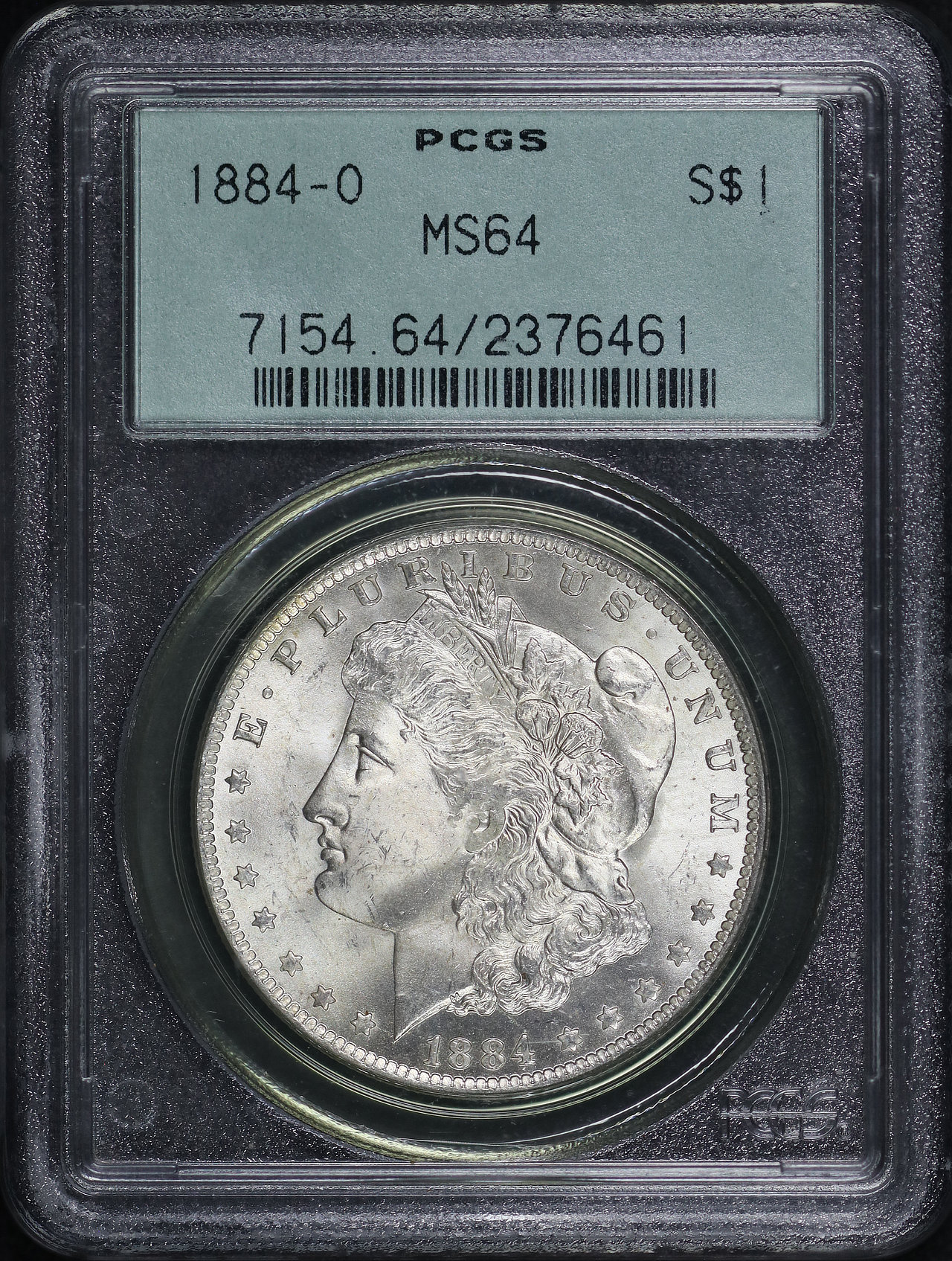 Obverse of this 1884-O Morgan Dollar PCGS MS-64 Old Green Holder