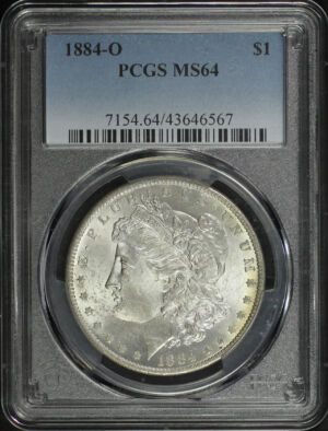 Obverse of this 1884-O Morgan Dollar PCGS MS-64