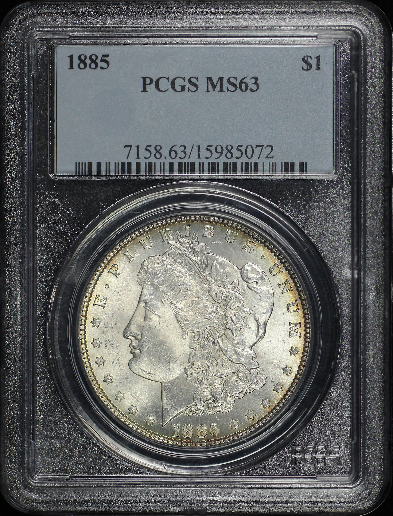 Obverse of this 1885 Morgan Dollar PCGS MS-63