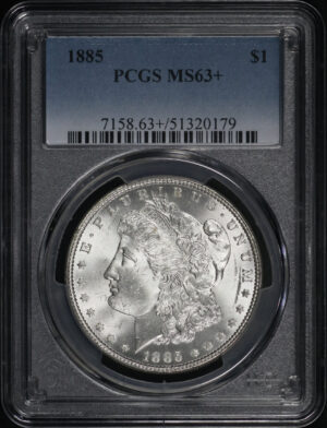 Obverse of this 1885 Morgan Dollar PCGS MS-63+