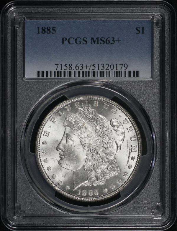 Obverse of this 1885 Morgan Dollar PCGS MS-63+