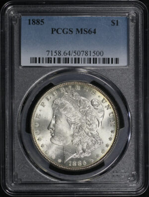 Obverse of this 1885 Morgan Dollar PCGS MS-64