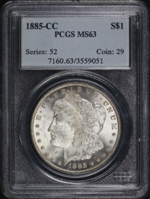 Obverse of this 1885-CC Morgan Dollar PCGS MS-63
