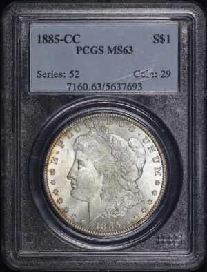 Obverse of this 1885-CC Morgan Dollar PCGS MS-63