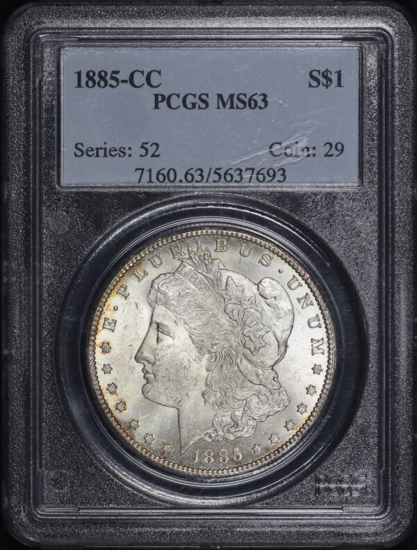 Obverse of this 1885-CC Morgan Dollar PCGS MS-63