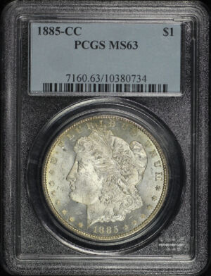 Obverse of this 1885-CC Morgan Dollar PCGS MS-63