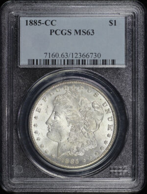 Obverse of this 1885-CC Morgan Dollar PCGS MS-63