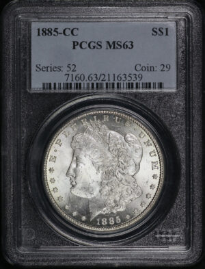 Obverse of this 1885-CC Morgan Dollar PCGS MS-63