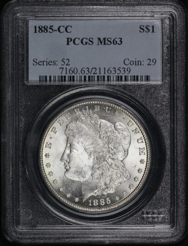 Obverse of this 1885-CC Morgan Dollar PCGS MS-63