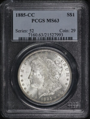 Obverse of this 1885-CC Morgan Dollar PCGS MS-63