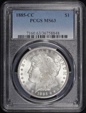 Obverse of this 1885-CC Morgan Dollar PCGS MS-63