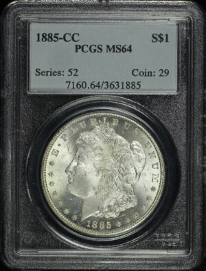 Obverse of this 1885-CC Morgan Dollar PCGS MS-64
