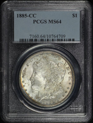Obverse of this 1885-CC Morgan Dollar PCGS MS-64
