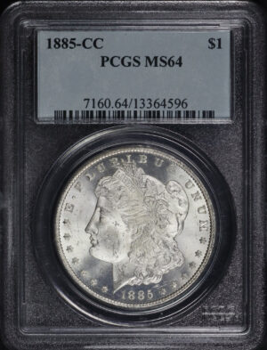 Obverse of this 1885-CC Morgan Dollar PCGS MS-64
