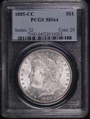 Obverse of this 1885-CC Morgan Dollar PCGS MS-64