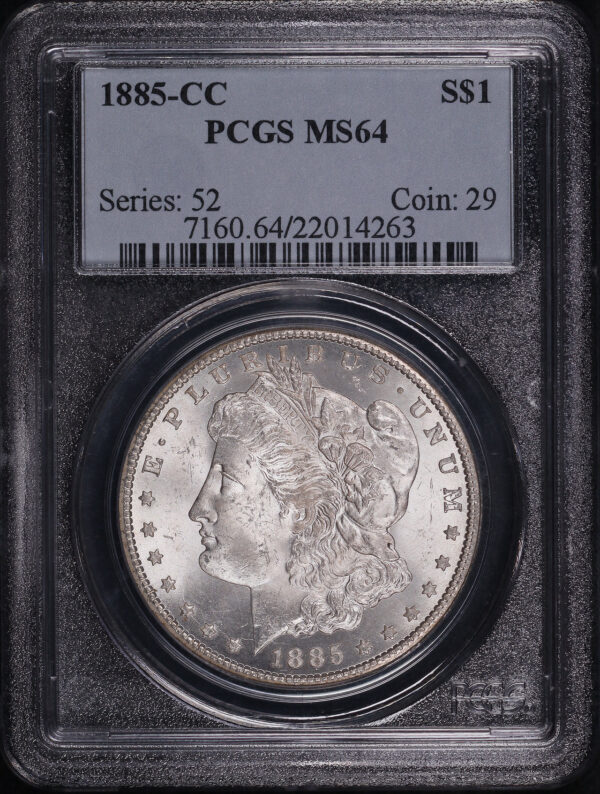 Obverse of this 1885-CC Morgan Dollar PCGS MS-64