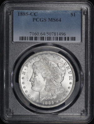 Obverse of this 1885-CC Morgan Dollar PCGS MS-64