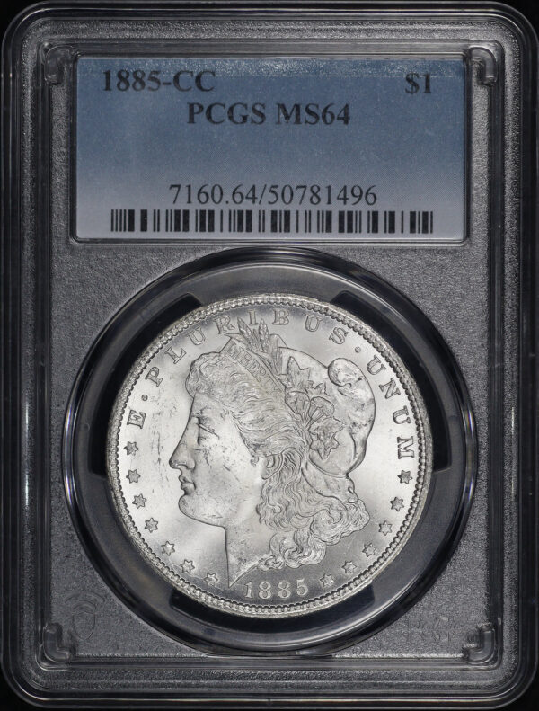 Obverse of this 1885-CC Morgan Dollar PCGS MS-64