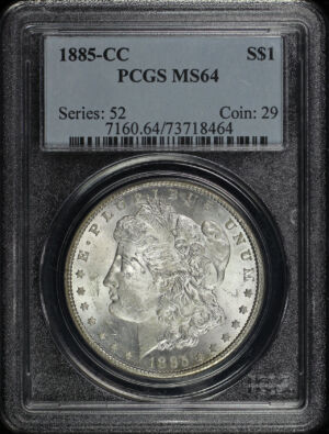 Obverse of this 1885-CC Morgan Dollar PCGS MS-64