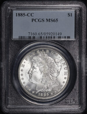Obverse of this 1885-CC Morgan Dollar PCGS MS-65
