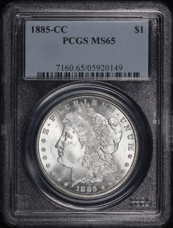 Obverse of this 1885-CC Morgan Dollar PCGS MS-65