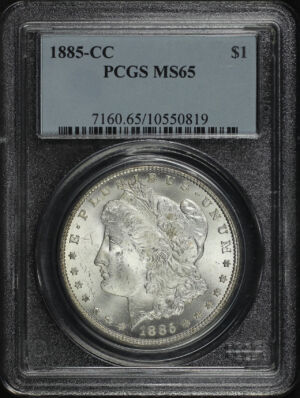 Obverse of this 1885-CC Morgan Dollar PCGS MS-65