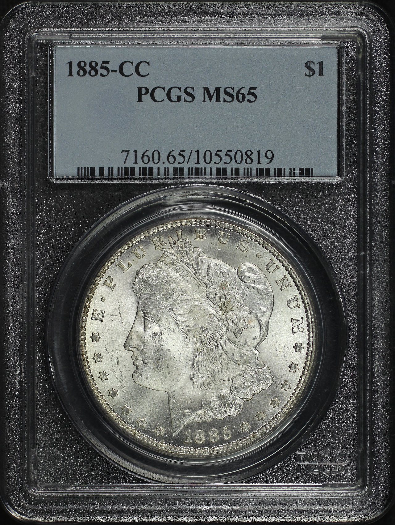 Obverse of this 1885-CC Morgan Dollar PCGS MS-65