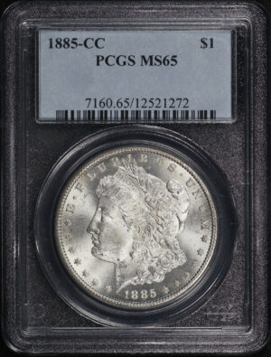 Obverse of this 1885-CC Morgan Dollar PCGS MS-65