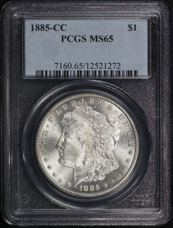 Obverse of this 1885-CC Morgan Dollar PCGS MS-65