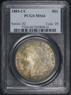 Obverse of this 1885-CC Morgan Dollar PCGS MS-66