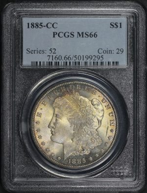 Obverse of this 1885-CC Morgan Dollar PCGS MS-66