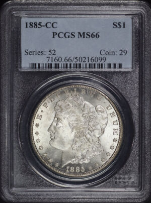 Obverse of this 1885-CC Morgan Dollar PCGS MS-66