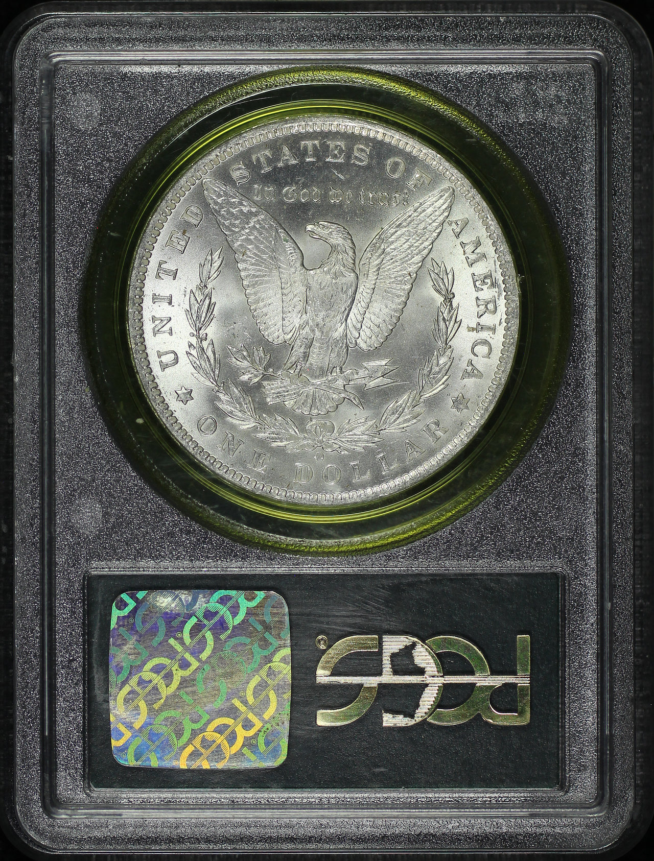 Reverse of this 1885-O Morgan Dollar PCGS MS-63 Old Green Gasket Holder