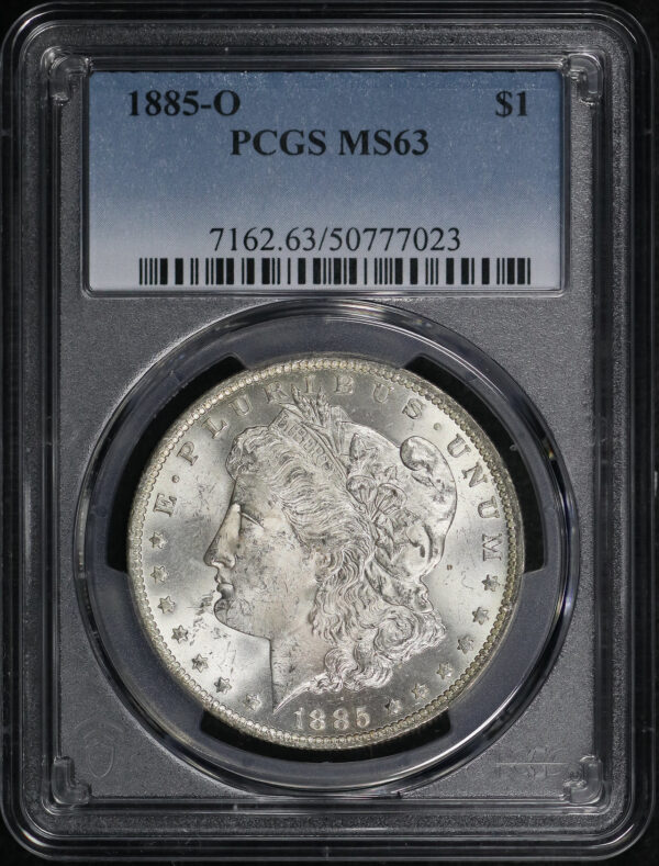 Obverse of this 1885-O Morgan Dollar PCGS MS-63