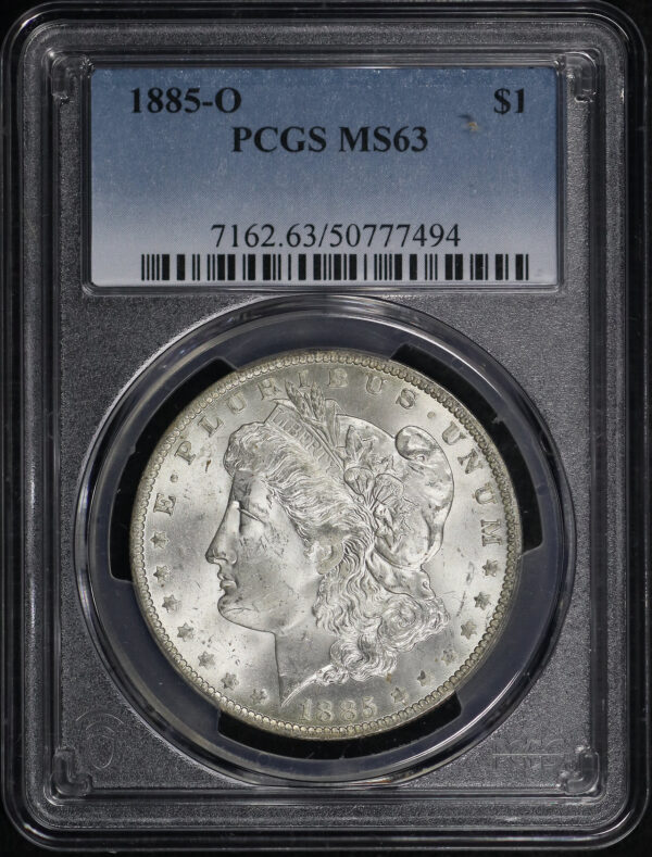 Obverse of this 1885-O Morgan Dollar PCGS MS-63