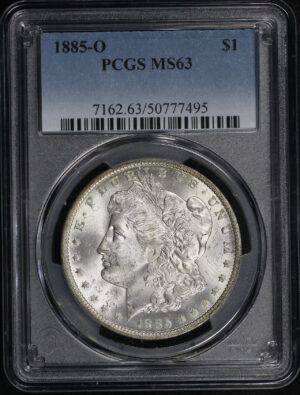 Obverse of this 1885-O Morgan Dollar PCGS MS-63
