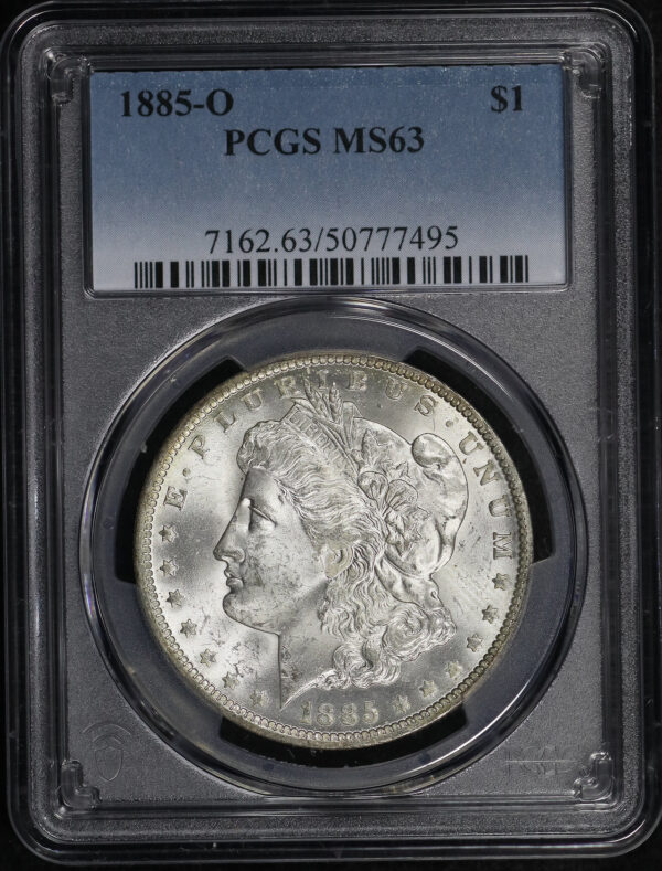 Obverse of this 1885-O Morgan Dollar PCGS MS-63